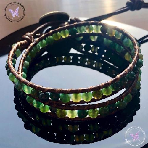 Moss Agate 4mm double wrap bracelet